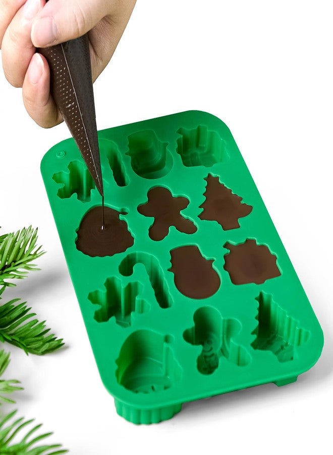 CLUEWR Christmas Chocolate Molds, 4PCS Silicone Candy Molds Santa Clause Christmas Tree Snowman Gingerbread Man Baking Molds for Jellies, Candies, Ice Cubes, Wax Melts, Soaps, Candles - Image 4