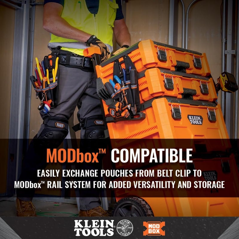 Klein Tools 55832MB MODbox Tool Pouch, 8-Pocket Electrician Bag, Quick Attach and Release for Tool Belts and MODBox Rail System - Image 3