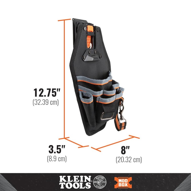 Klein Tools 55832MB MODbox Tool Pouch, 8-Pocket Electrician Bag, Quick Attach and Release for Tool Belts and MODBox Rail System - Image 4