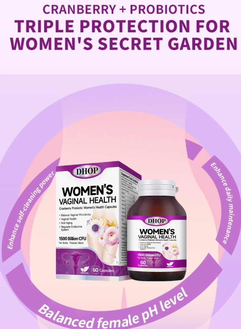 DHOP Women's Vaginal Health Cranberry Probiotic Capsules, Feminine Care & Flora Balance, - Image 4