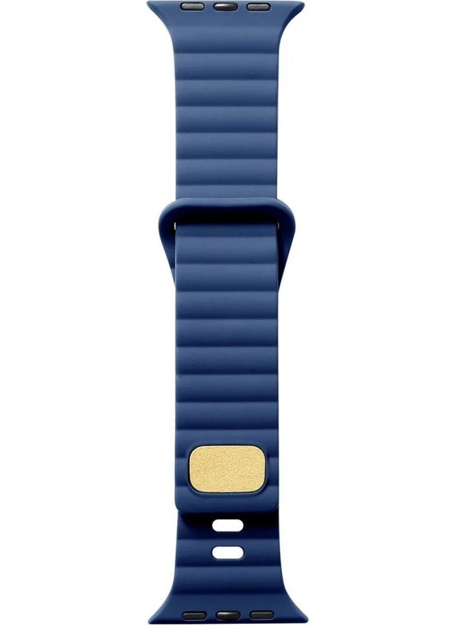 Cosmostech Smart Watch Compatible for Watch 42MM 44MM 45MM 49MM 1/2/3/4/5/6/se/7/8/ultra Silicone Band and Strap Wavy Stripe Design Navy Blue  - Image 1