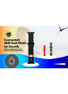 Cosmostech Smart Watch Compatible for Watch 42MM 44MM 45MM 49MM 1/2/3/4/5/6/se/7/8/ultra Silicone Band and Strap Wavy Stripe Design Navy Blue  - Image 5