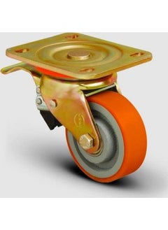 Emes Plate Mounted, Bushed, Polyurethane, Heavy Industry Wheel with Spherical Brake Diameter: 125 - Ed01 Vkp 125F 