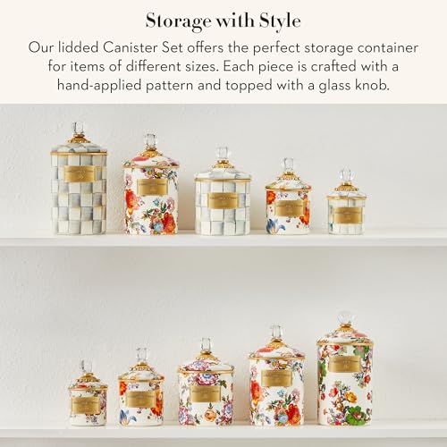 mackenzie childs MACKENZIECHILDS Enamel Canister Set Mini 14 oz Demi 24 oz and Small 38 oz Kitchen Containers White Flower Market - Image 3