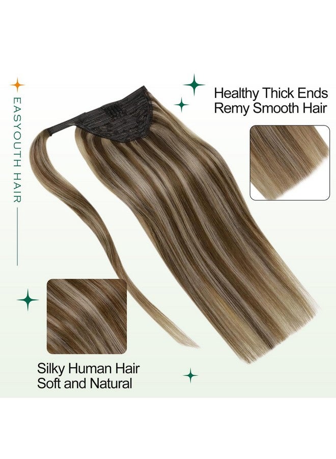 إيزي يوث وصلات ذيل حصان شعر بشري ذيل حصان وصلات شعر بني داكن مميز أشقر عسلي ريمي شعر بشري ريمي ذيل حصان تمديد مستقيم ذيل حصان 12 بوصة 70 جرام - Image 2