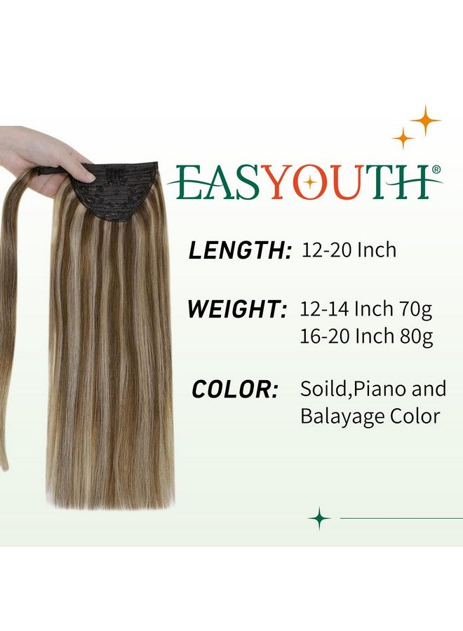 إيزي يوث وصلات ذيل حصان شعر بشري ذيل حصان وصلات شعر بني داكن مميز أشقر عسلي ريمي شعر بشري ريمي ذيل حصان تمديد مستقيم ذيل حصان 12 بوصة 70 جرام - Image 3