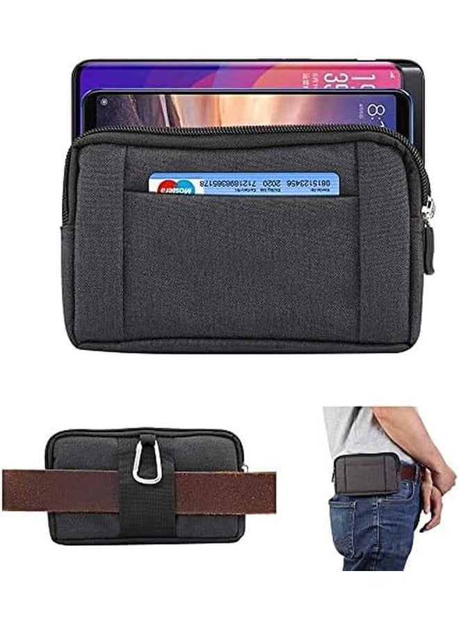erorex - Multipurpose Horizontal Belt Case 2 Compartments Zipper For Thl T6 Pro Black 16 5X 9Cm - Image 1