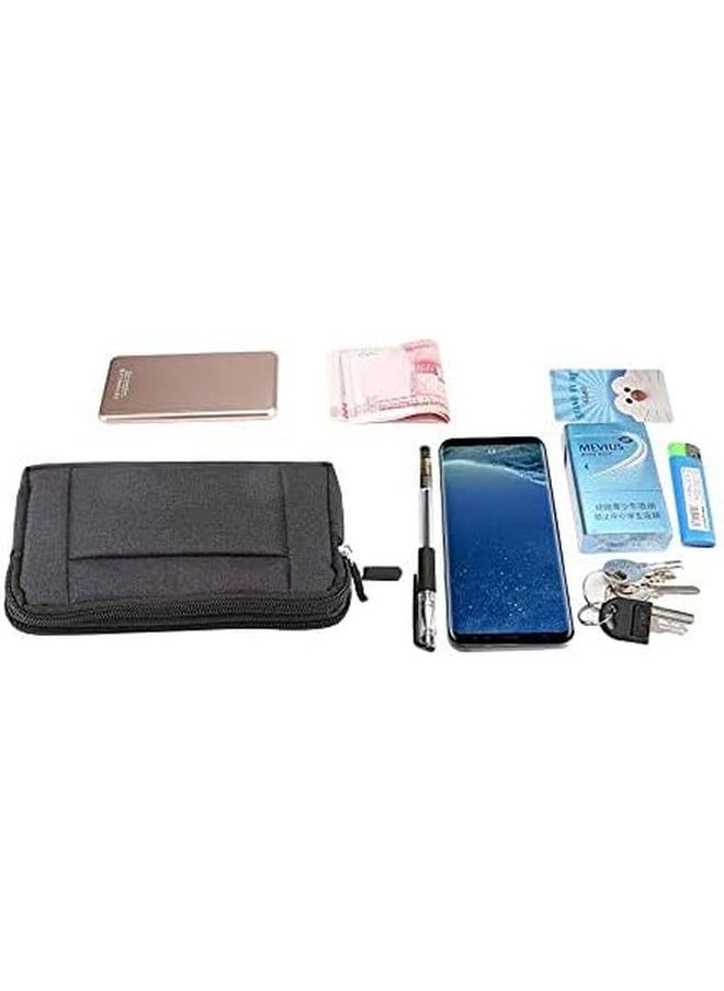 erorex - Multipurpose Horizontal Belt Case 2 Compartments Zipper For Thl T6 Pro Black 16 5X 9Cm - Image 1