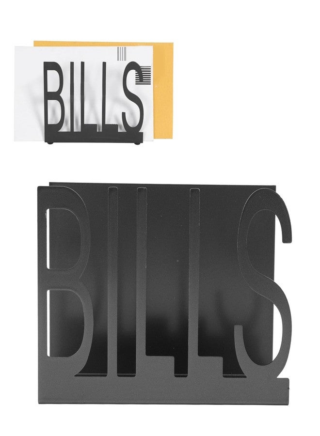 Pomya Metal Mail Holder, Desktop Letter Organizer Cutout Design with Anti Slip Rubber Base, Versatile Tabletop Stand for Letter Bill Filling Envelope Document (Black) - Image 1