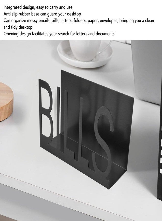 Pomya Metal Mail Holder, Desktop Letter Organizer Cutout Design with Anti Slip Rubber Base, Versatile Tabletop Stand for Letter Bill Filling Envelope Document (Black) - Image 4