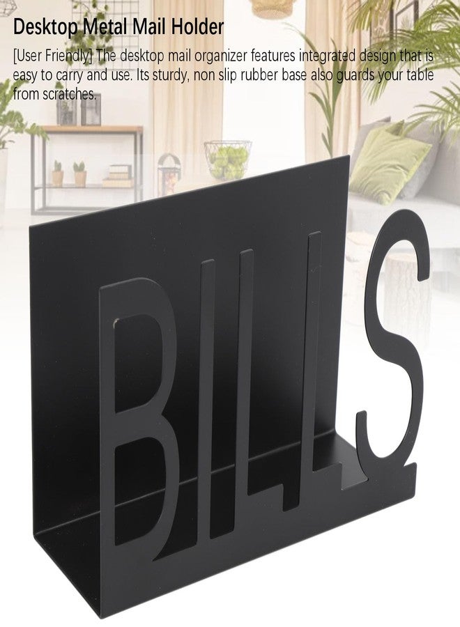 Pomya Metal Mail Holder, Desktop Letter Organizer Cutout Design with Anti Slip Rubber Base, Versatile Tabletop Stand for Letter Bill Filling Envelope Document (Black) - Image 5