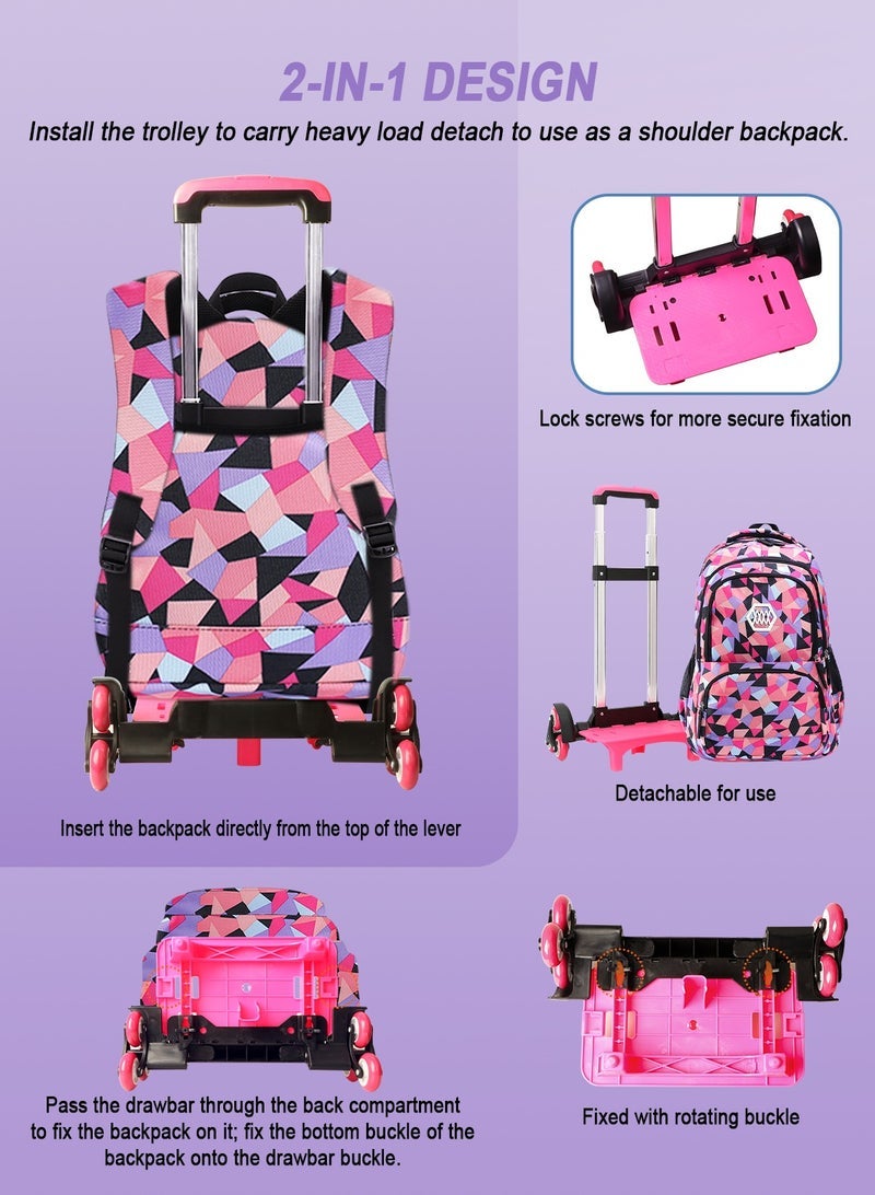 URbazaar 3-PCS Boys Rolling Backpacks Kids'Luggage Wheeled Backpack for School Boys Trolley Bags Roller Bookbag with Lunch Bag - Image 4