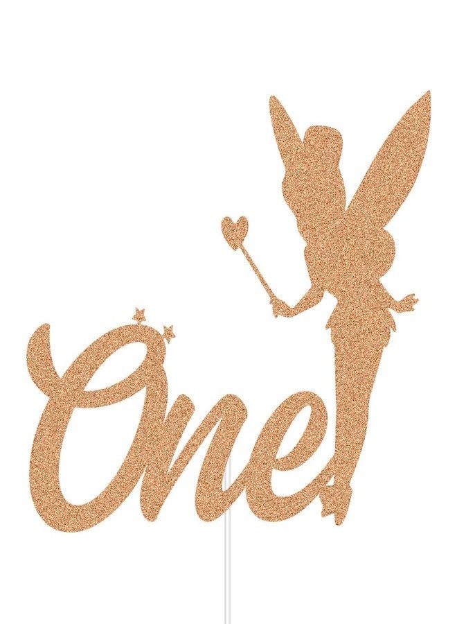 ZLPDS One Cake Topper, Fairy Princess Baby Girls 1st Birthday Party Cake Decorations, Rose Gold Glitter - Image 2