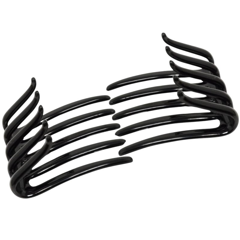 Parcelona French Crab Interlocking Glossy Black Medium 2 14 Celluloid Interlocking No Slip Ponytail Updo Clips Flexible Sturdy Hold Hair Clips Side Comb for Women and Girls Made in France