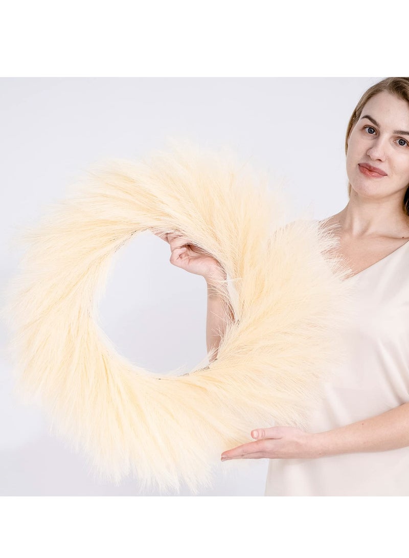 SYOSI Pampas Grass Wreath, 24" Faux Handwork Pampas Grass Decor, Artificial Pampas Grass Wreath for All Seasons, Boho Wall Decor for Front Door Window Home Decoration  - Image 5