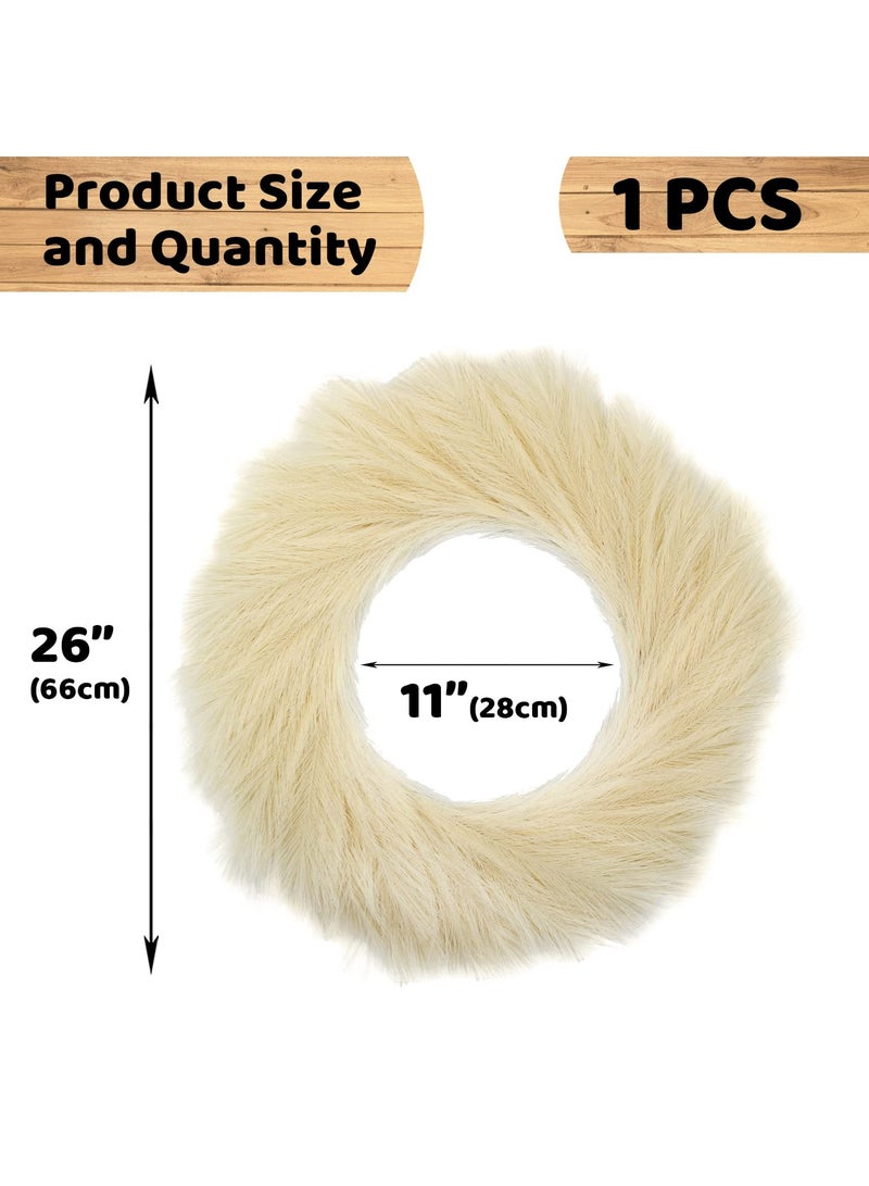 SYOSI Pampas Grass Wreath, 24" Faux Handwork Pampas Grass Decor, Artificial Pampas Grass Wreath for All Seasons, Boho Wall Decor for Front Door Window Home Decoration  - Image 2