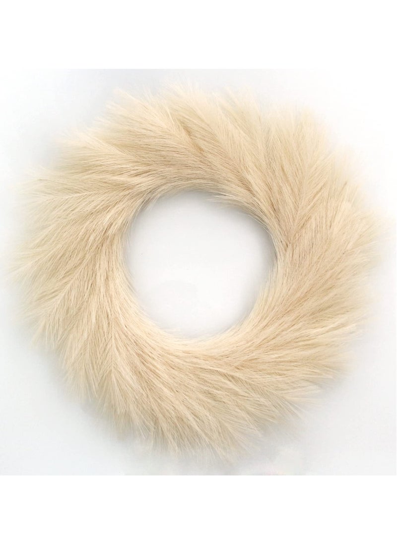 SYOSI Pampas Grass Wreath, 24" Faux Handwork Pampas Grass Decor, Artificial Pampas Grass Wreath for All Seasons, Boho Wall Decor for Front Door Window Home Decoration  - Image 1