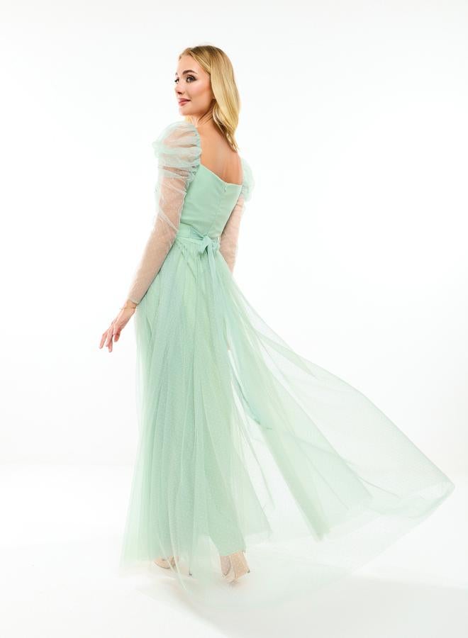 House of Moda Mint Tulle Gown Dress - Image 4