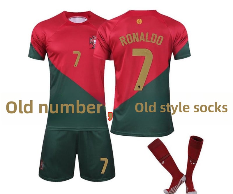 Generic Portugal 2023 World Cup Home Soccer Kit No.7 Ronaldo Old Number old socks