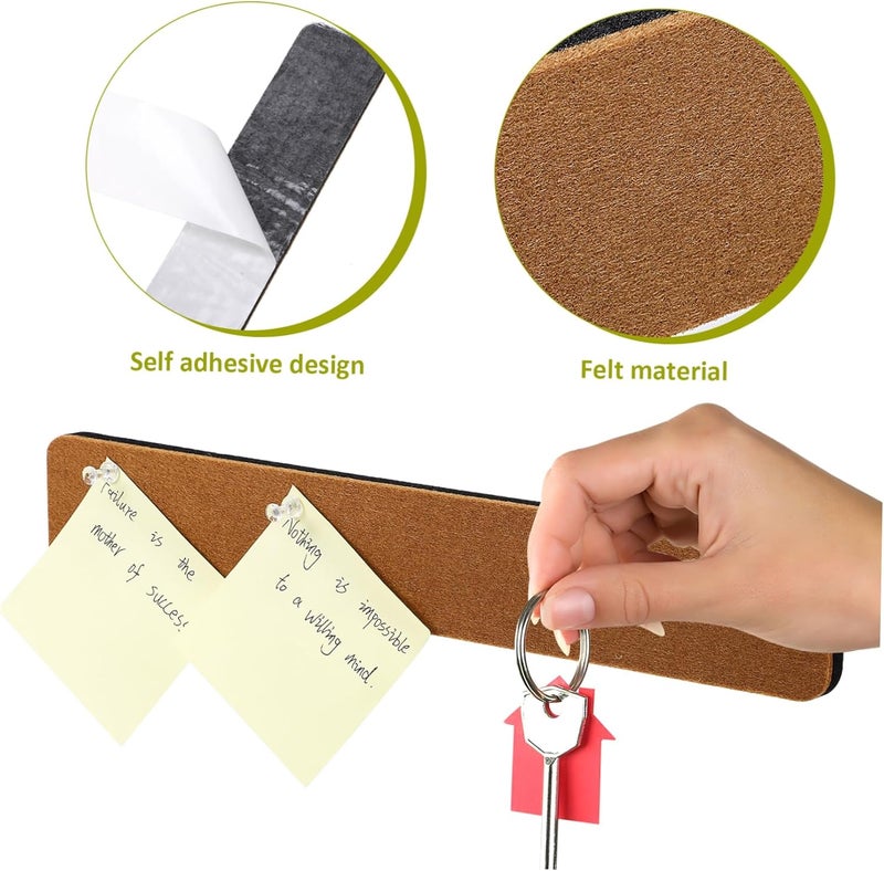NUOBESTY Felt Pin Board Bar Strips Set of 6 Self-Adhesive Memo Notice Boards with Push Pins Decorative Wall Decor for Office and Home - Image 4