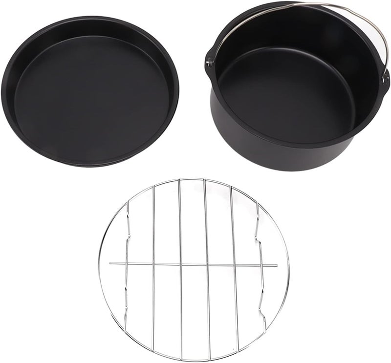 Fryer Accessories Stainless Steel Nonstick Coating, Baking Cake Pizza Pan, Dishwasher Safe, Universal Fit 3 Quart and Larger - Heat, Easy Clean, Perfect for Oven (6 Inch) - Image 1