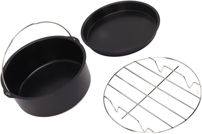 Fryer Accessories Stainless Steel Nonstick Coating, Baking Cake Pizza Pan, Dishwasher Safe, Universal Fit 3 Quart and Larger - Heat, Easy Clean, Perfect for Oven (6 Inch) - Image 2