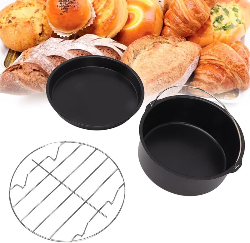 Fryer Accessories Stainless Steel Nonstick Coating, Baking Cake Pizza Pan, Dishwasher Safe, Universal Fit 3 Quart and Larger - Heat, Easy Clean, Perfect for Oven (6 Inch) - Image 5