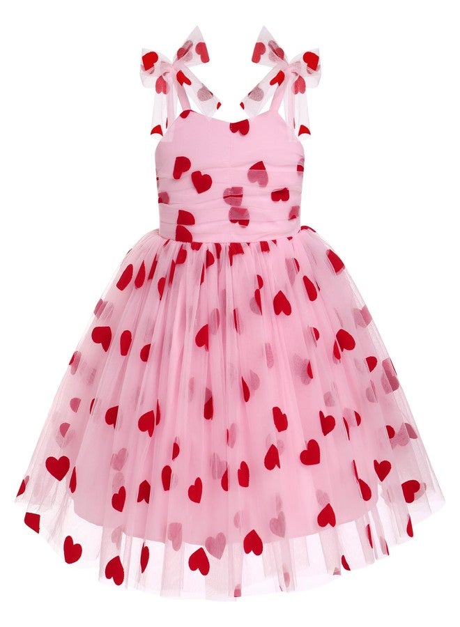 OBEEII Valentine's Day Dress for Baby Girls, Infant Toddler Sleeveless Red Hearts Tutu Dress Smocked Tulle Princess Dress Flower Girls Dress First Birthday Cake Smash Outfit Pink -red Hearts 5-6 Years - Image 1