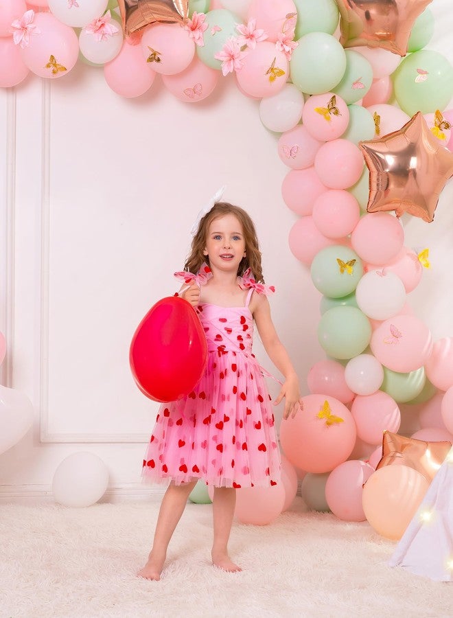 OBEEII Valentine's Day Dress for Baby Girls, Infant Toddler Sleeveless Red Hearts Tutu Dress Smocked Tulle Princess Dress Flower Girls Dress First Birthday Cake Smash Outfit Pink -red Hearts 5-6 Years - Image 3