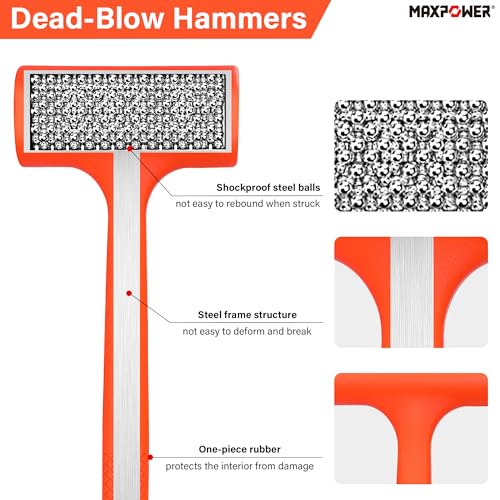 Maxpower مطرقة ماكس باور المضادة للارتداد، 5 رطل مطرقة مضادة للارتداد بمقبض مزخرف، مقاومة للشرر والارتداد - برتقالي - Image 3