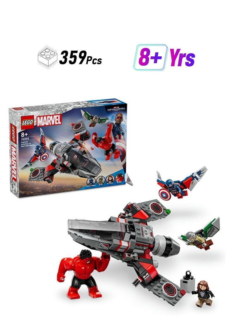 LEGO Marvel Captain America vs. Red Hulk Battle Set, Plane Building Toy with 4 Super Hero Minifigures Including Red Hulk and Falcon, Avengers Gifts for 7 Plus Year Old Boys & Girls 76292  - Image 1