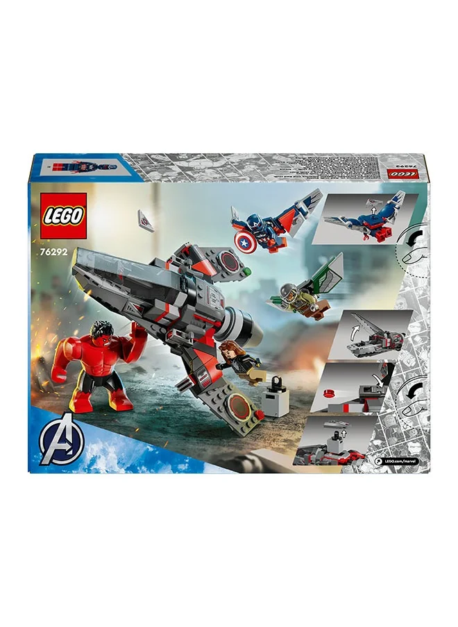 LEGO Marvel Captain America vs. Red Hulk Battle Set, Plane Building Toy with 4 Super Hero Minifigures Including Red Hulk and Falcon, Avengers Gifts for 7 Plus Year Old Boys & Girls 76292