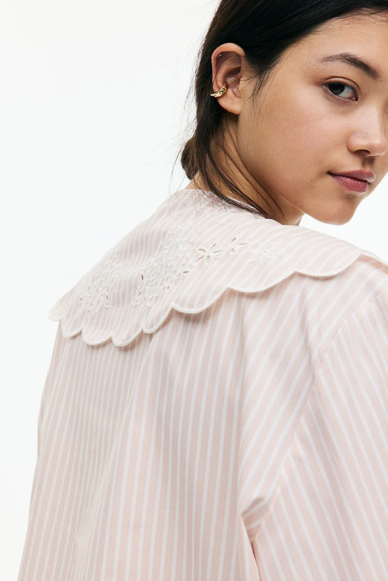 H&M Embroidered Peter Pan-collared blouse