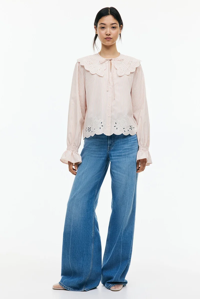 H&M Embroidered Peter Pan-collared blouse