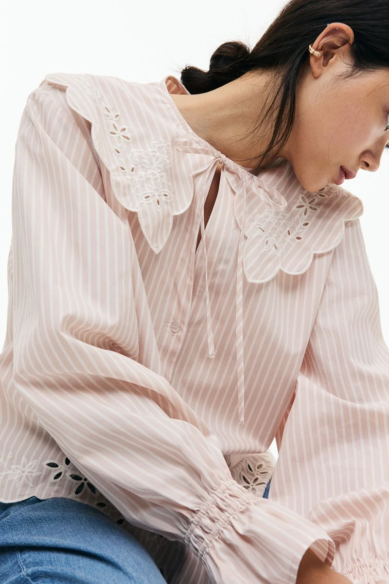 H&M Embroidered Peter Pan-collared blouse
