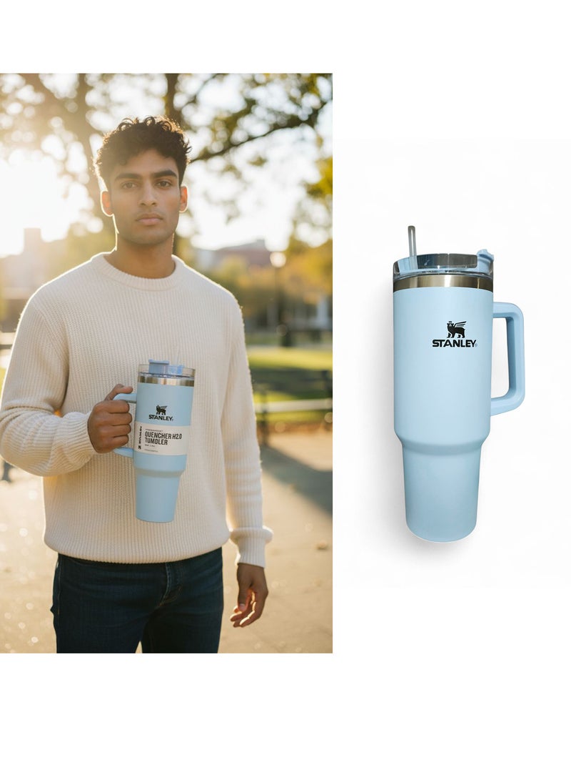 Stanley Quencher H2.0 FlowState Stainless Steel Vacuum Insulated Tumbler with Lid and Straw for Water, Iced Tea or Coffee, Smoothie and More,40 oz Cherry Blossom Pink - Image 2