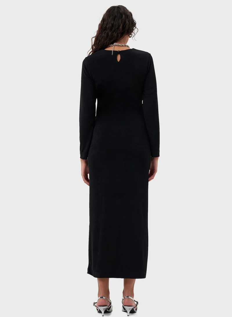MIZALLE Gathered Velvet Dress