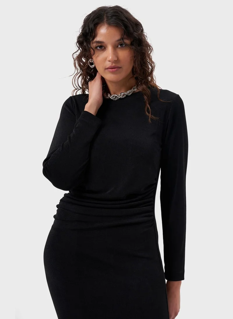 MIZALLE Gathered Velvet Dress