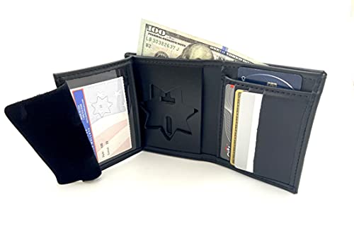 Perfect Fit Shield Wallets 7 Point Star Hidden Badge Wallet Leather Black Cutout PF33 Fits for Blackinton B447 SevenPoint Star - Image 1