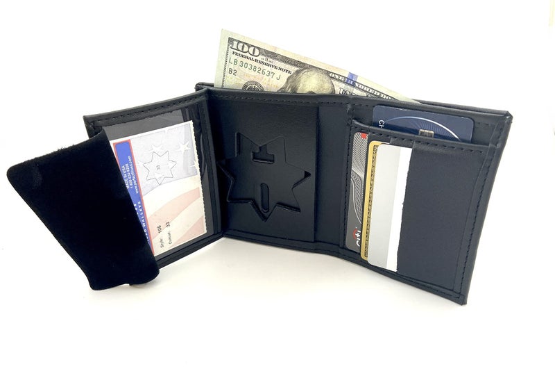 Perfect Fit Shield Wallets 7 Point Star Hidden Badge Wallet Leather Black Cutout PF33 Fits for Blackinton B447 SevenPoint Star - Image 2