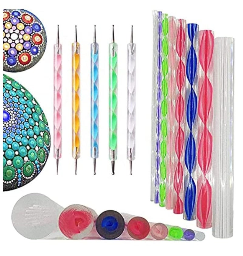 Miss Royale Mandala Dotting Tools for Painting, Rock Paint Kits, Nail Art, Polymer Clay, DIY Supplies with Ball Stylus Dot Pen, Metal Modelling Ball Tool 13 PCS - Image 1
