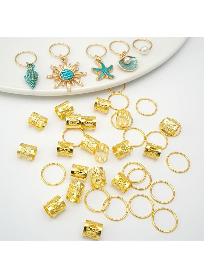 ليمون مجموعة إكسسوارات شعر أنيقة من 45 قطعة، مجوهرات شعر ذهبية، لضفائر بطابع المحيط، ودريدلوكس، وإكسسوارات شعر، وأساور شعر مضفرة، وخواتم، وزينة. - Image 2