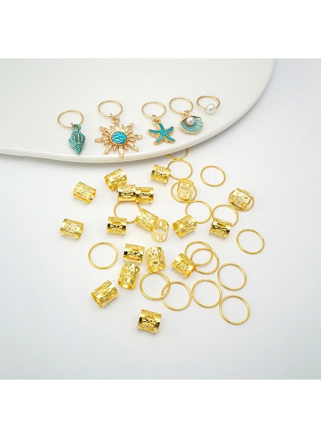 ليمون مجموعة إكسسوارات شعر أنيقة من 45 قطعة، مجوهرات شعر ذهبية، لضفائر بطابع المحيط، ودريدلوكس، وإكسسوارات شعر، وأساور شعر مضفرة، وخواتم، وزينة. - Image 5