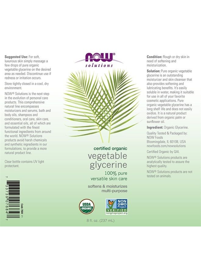 now Solutions, Organic Vegetable Glycerin Oil, 100% Pure, Softening and Moisturizing Multi-Purpose Skin Care, 8-Ounce  - Image 2