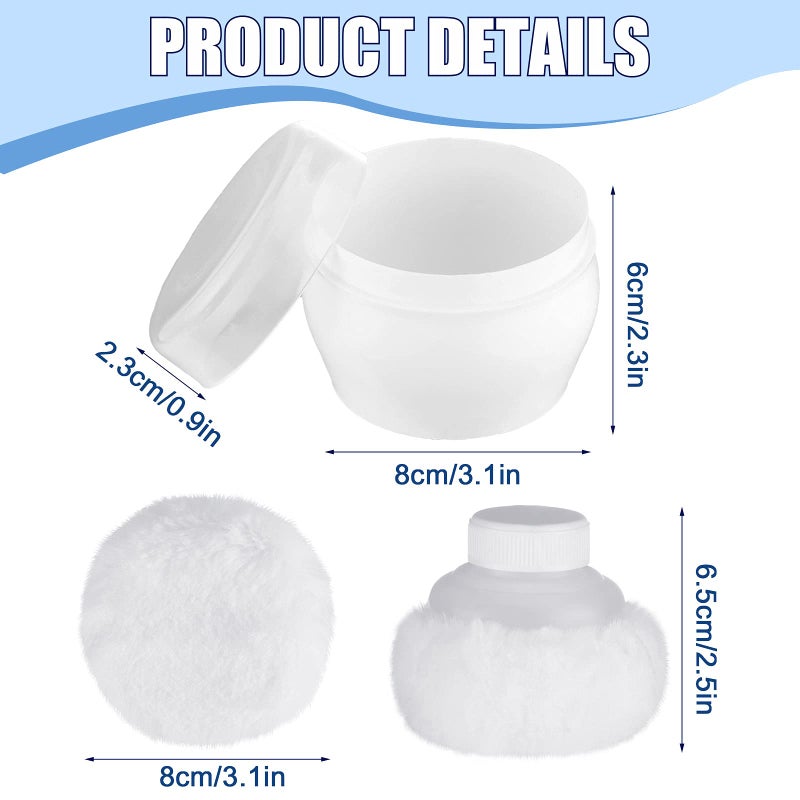 Cunhill 4 Pcs Body Powder Puff and Container Portable Body Powder Container with Puff Case Soft Washable Reusable Face Wet Dry Makeup for Baby Women Dusting Bath Travel Home Use - Image 2