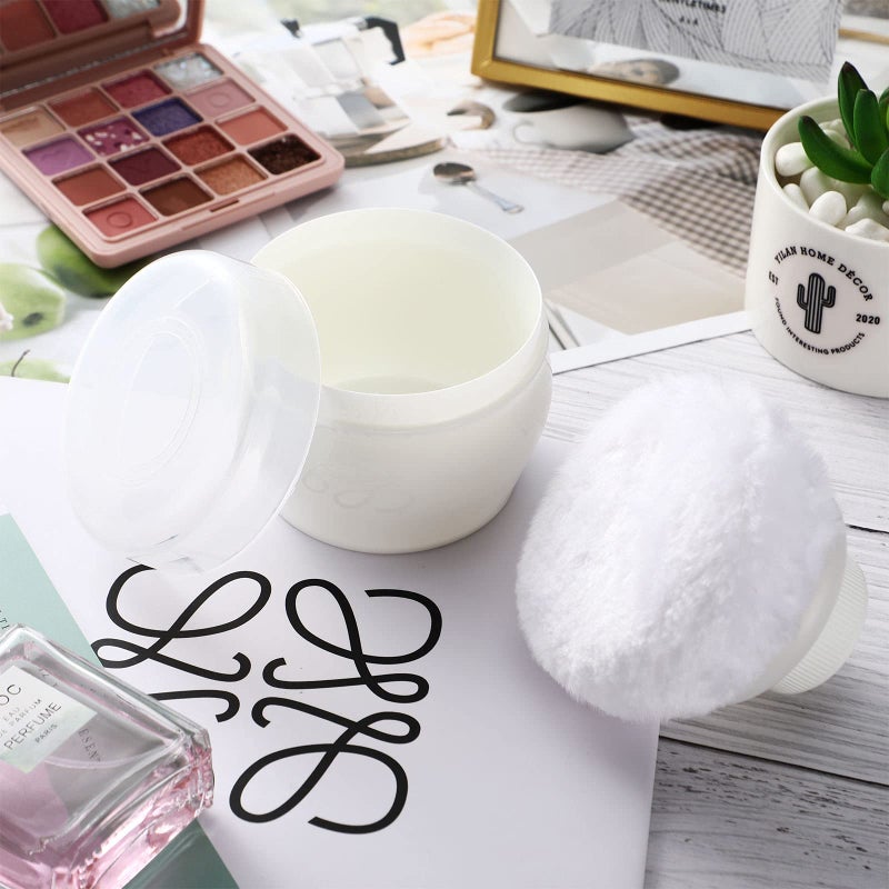 Cunhill 4 Pcs Body Powder Puff and Container Portable Body Powder Container with Puff Case Soft Washable Reusable Face Wet Dry Makeup for Baby Women Dusting Bath Travel Home Use - Image 3