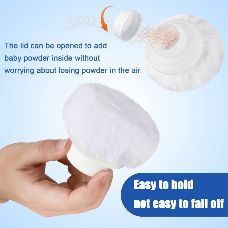 Cunhill 4 Pcs Body Powder Puff and Container Portable Body Powder Container with Puff Case Soft Washable Reusable Face Wet Dry Makeup for Baby Women Dusting Bath Travel Home Use - Image 4