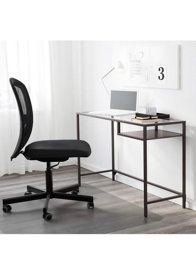 فاشون هوم طاولة تزيين شفافة بتصميم عصري متعدد الوظائف، طاولة دراسة مريحة، طاولة سطح مكتب، محطة عمل تخزين كبيرة لغرفة النوم وغرفة الملابس، أسود 100×50×73 سم - Image 3