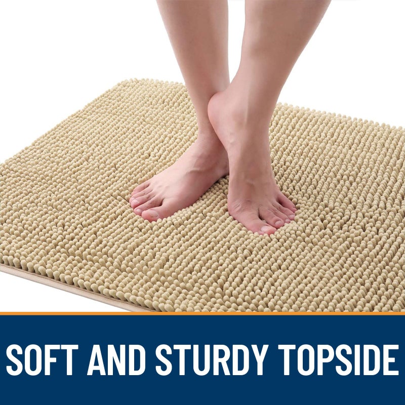 OLANLY Dog Door Mat for Muddy Paws 30x20, Absorbs Moisture and Dirt, Absorbent Non-Slip Washable Doormat, Quick Dry Chenille Mud Mat for Dogs, Entry Indoor Entryway Carpet for Inside Floor, Beige - Image 4