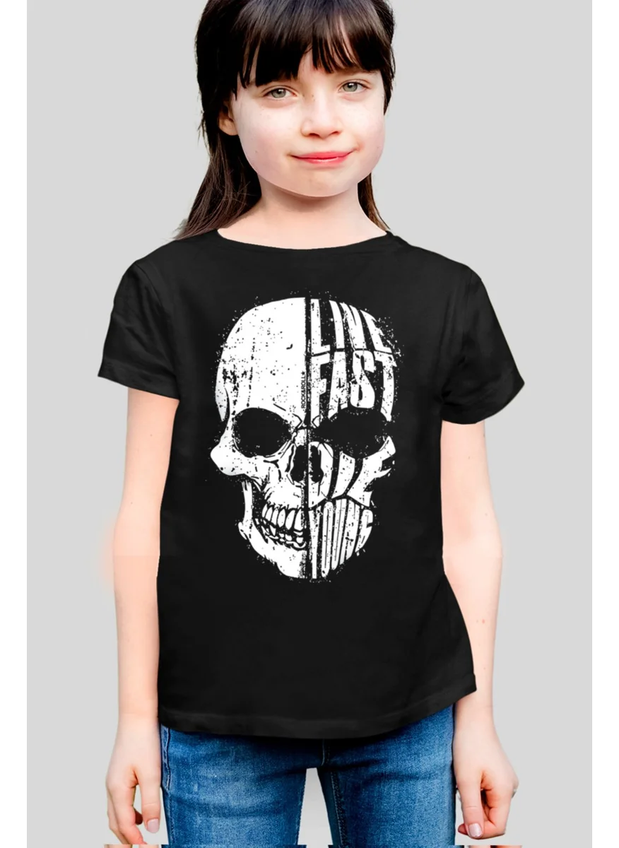 Rock&Roll Live Fast Black Short Sleeve Girls' T-Shirt